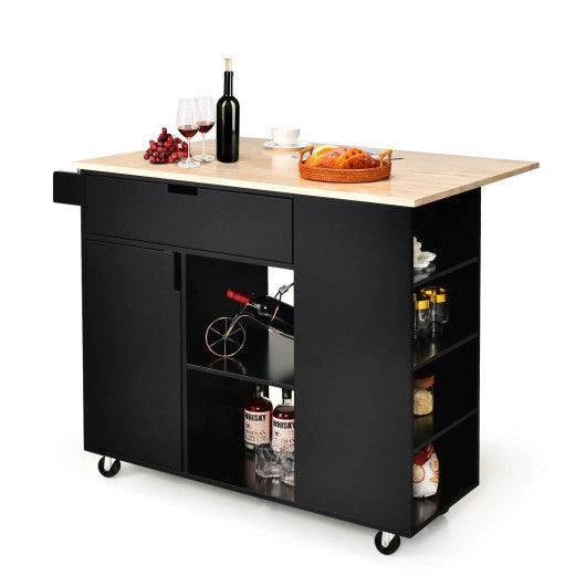 Drop-Leaf Kitchen Island with Rubber Wood Top at Set Shop and Smile