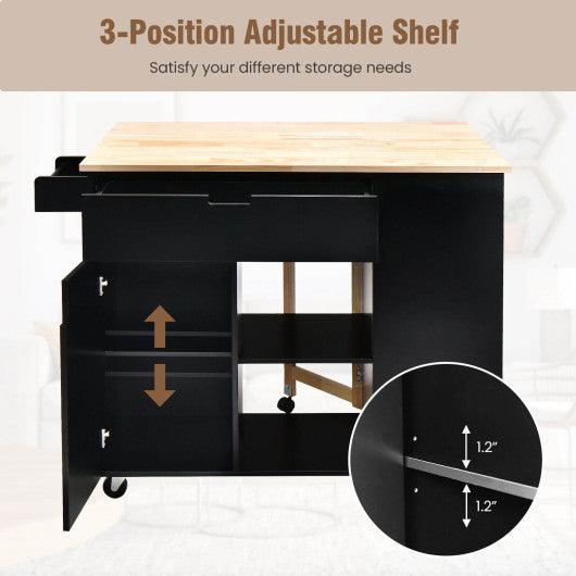Drop-Leaf Kitchen Island with Rubber Wood Top at Set Shop and Smile