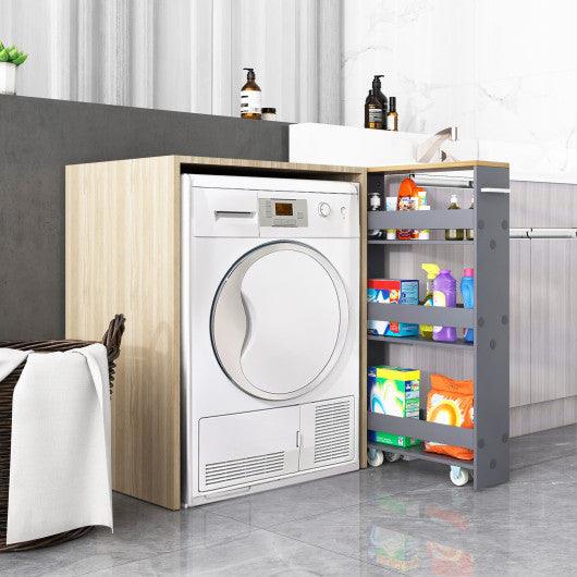 Rolling Kitchen Slim Storage Cart Mobile Shelving Organizer with Handle-Gray at Set Shop and Smile