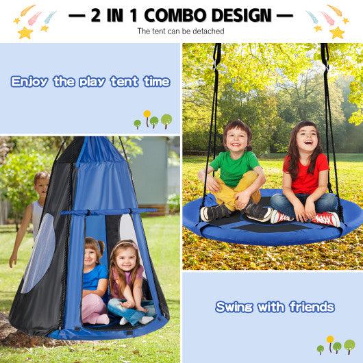 2-in-1 40 Inch Kids Hanging Chair Detachable Swing Tent Set-Blue at Set Shop and Smile