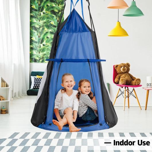 2-in-1 40 Inch Kids Hanging Chair Detachable Swing Tent Set-Blue at Set Shop and Smile
