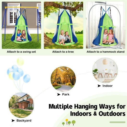 2-in-1 40 Inch Kids Hanging Chair Detachable Swing Tent Set-Green at Set Shop and Smile