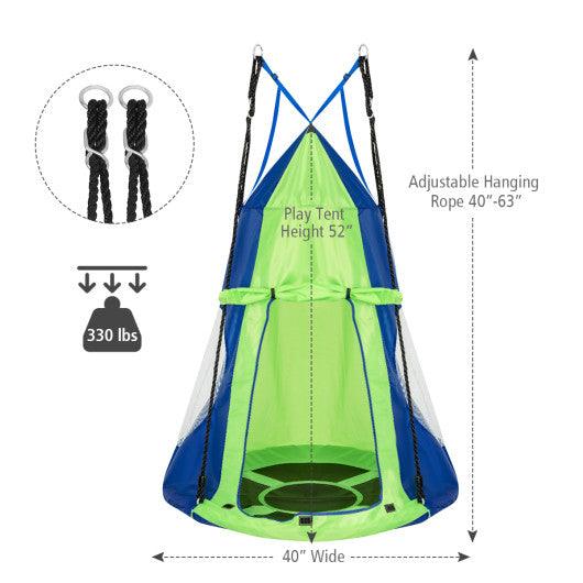 2-in-1 40 Inch Kids Hanging Chair Detachable Swing Tent Set-Green at Set Shop and Smile