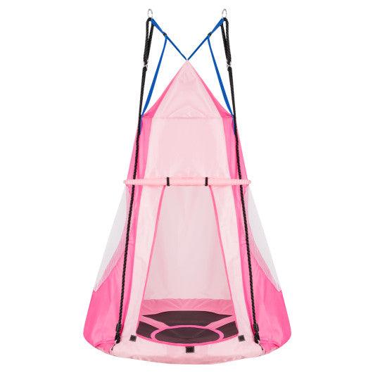 2-in-1 40 Inch Kids Hanging Chair Detachable Swing Tent Set-Pink at Set Shop and Smile