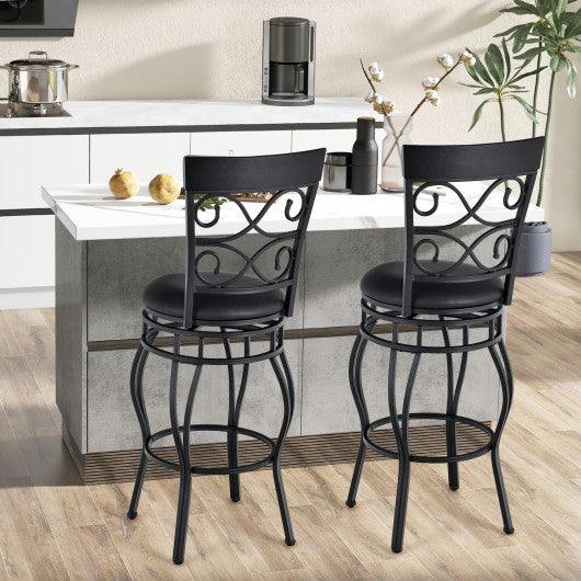 Set of 2 30 Inch Bar Stool with Backrest and Footrest-Black at Set Shop and Smile