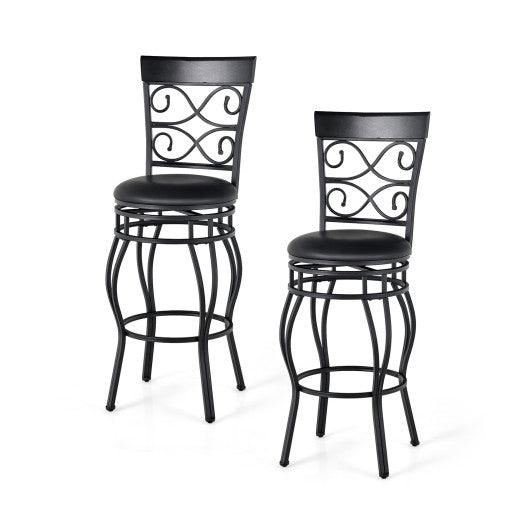 Set of 2 30 Inch Bar Stool with Backrest and Footrest-Black at Set Shop and Smile