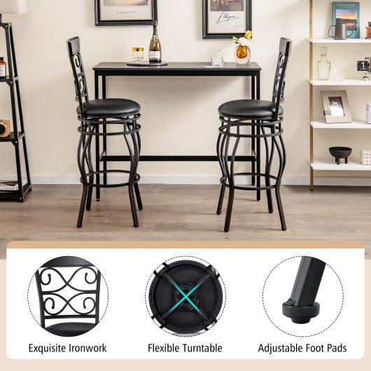 Set of 2 30 Inch Bar Stool with Backrest and Footrest-Black at Set Shop and Smile