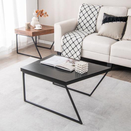 Coffee Table Set of 2 with Powder Coated Metal Legs-Black at Set Shop and Smile