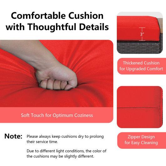 Set of 2 Fade-Resistant Wicker Patio Ottoman-Red at Set Shop and Smile