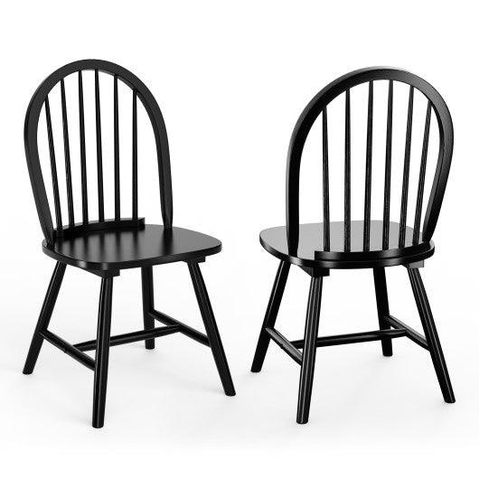Set of 2 Vintage Windsor Wood Chair with Spindle Back for Dining Room-Black at Set Shop and Smile