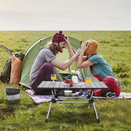 Folding Heavy-Duty Aluminum Camping Table with Carrying Bag-Silver at Set Shop and Smile