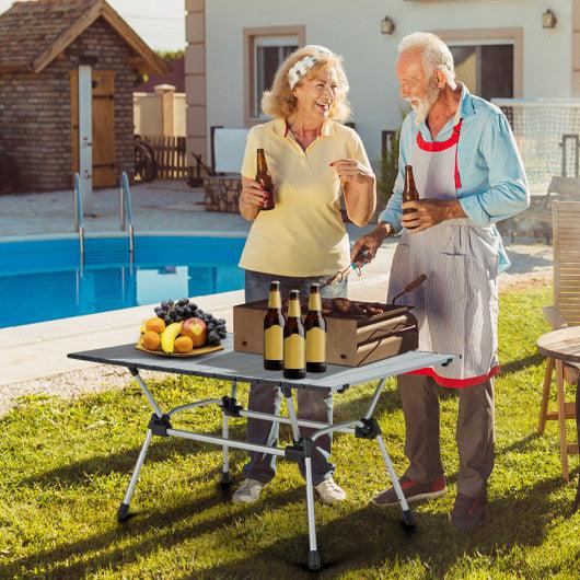 Folding Heavy-Duty Aluminum Camping Table with Carrying Bag-Silver at Set Shop and Smile