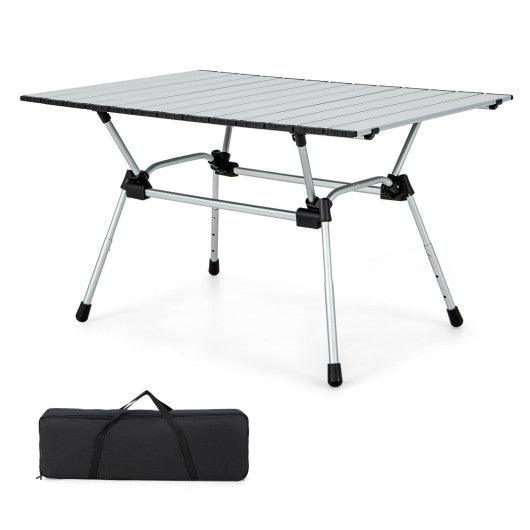 Folding Heavy-Duty Aluminum Camping Table with Carrying Bag-Silver at Set Shop and Smile