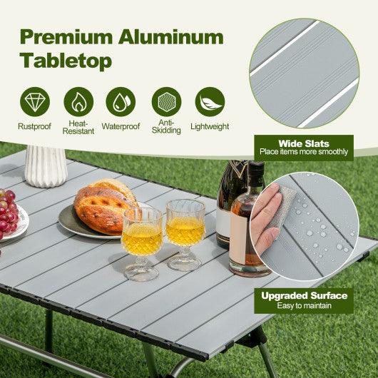 Folding Heavy-Duty Aluminum Camping Table with Carrying Bag-Silver at Set Shop and Smile