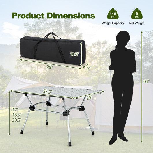 Folding Heavy-Duty Aluminum Camping Table with Carrying Bag-Silver at Set Shop and Smile