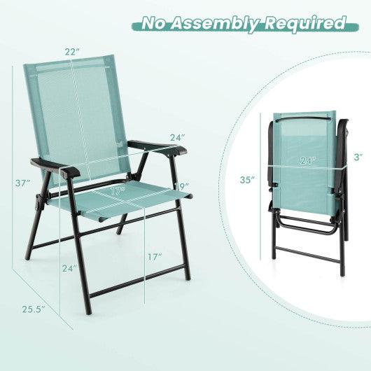 2 Set of Patio Dining Chair with Armrests and Metal Frame-Light Green at Set Shop and Smile