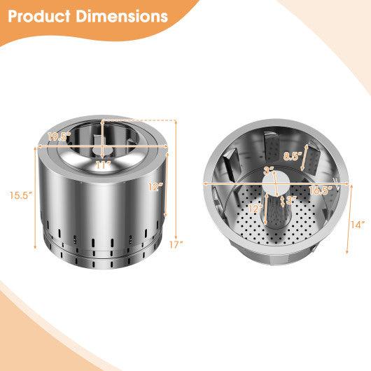 Smokeless Stainless Steel Fire Pit with Ash Pan for Yard Camping-Silver at Set Shop and Smile