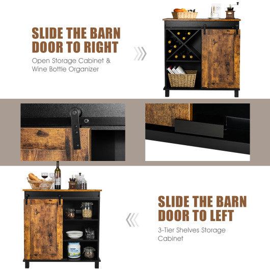 Industrial Storage Cabinet with Sliding Barn Door-Rustic Brown at Set Shop and Smile