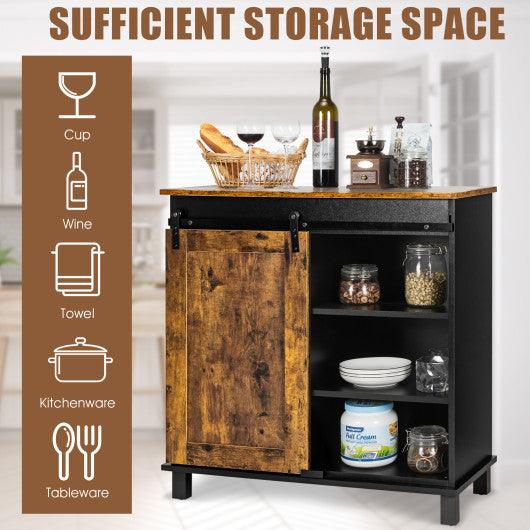 Industrial Storage Cabinet with Sliding Barn Door-Rustic Brown at Set Shop and Smile