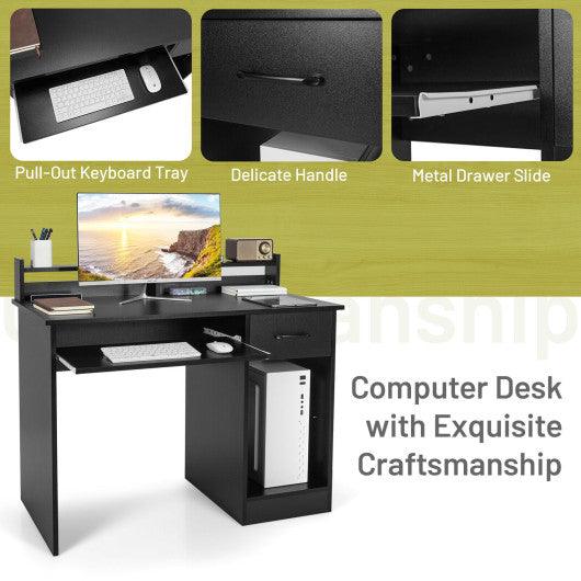 Study Laptop Table with Drawer and Keyboard Tray-Black at Set Shop and Smile