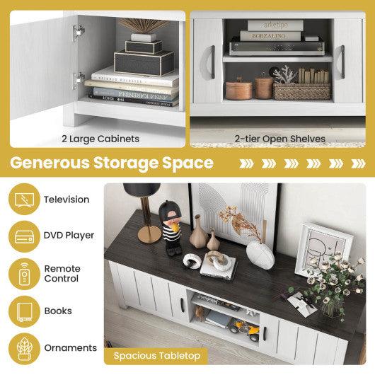 TV Stand with 2 Cabinets and Open Shelves for TVs up to 65 Inch-Black at Set Shop and Smile