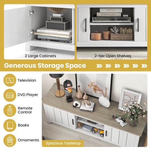 TV Stand with 2 Cabinets and Open Shelves for TVs up to 65 Inch-Natural at Set Shop and Smile