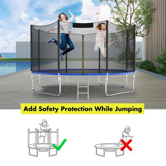 Trampoline Replacement Protection Enclosure Net with Zipper-12 ft at Set Shop and Smile