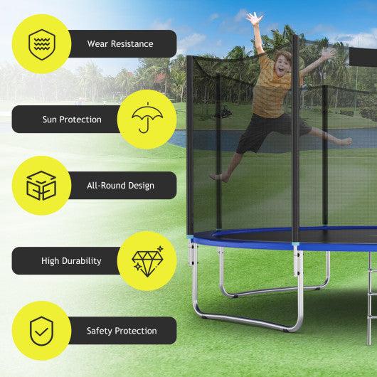 Trampoline Replacement Protection Enclosure Net with Zipper-12 ft at Set Shop and Smile