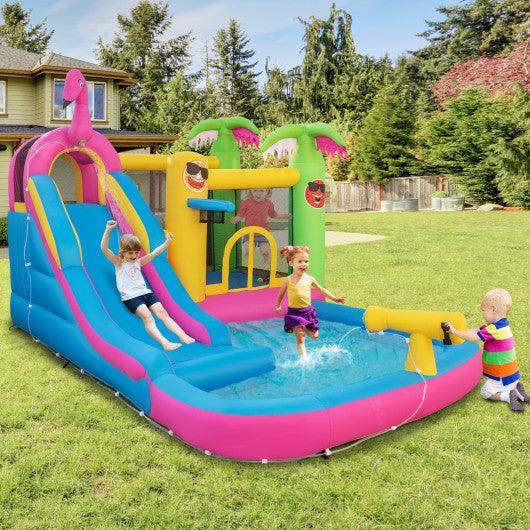 Inflatable Bounce Castle with Long Water Slide and 735W Blower at Set Shop and Smile