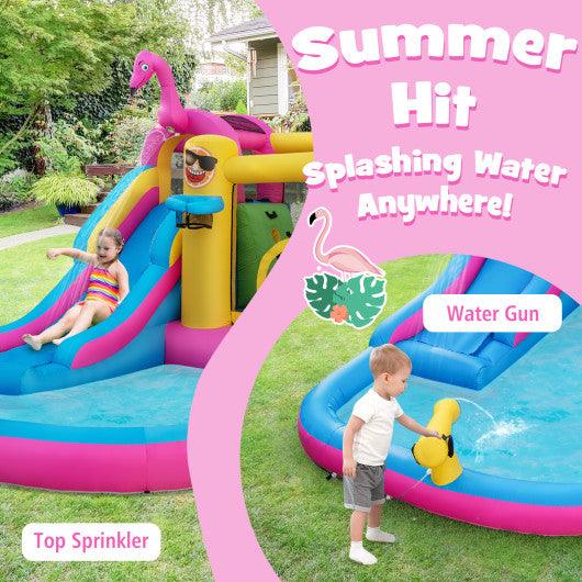 Inflatable Bounce Castle with Long Water Slide and 735W Blower at Set Shop and Smile