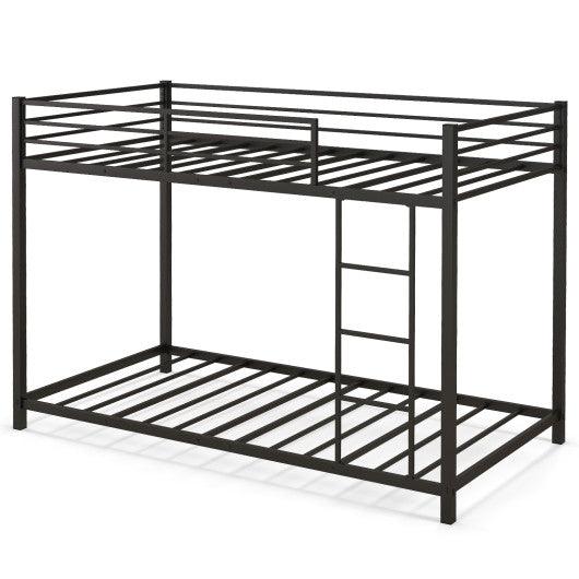 Low Profile Twin Over Twin Metal Bunk Bed with Full-length Guardrails-Black at Set Shop and Smile