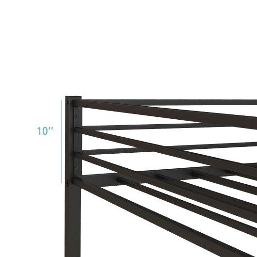 Low Profile Twin Over Twin Metal Bunk Bed with Full-length Guardrails-Black at Set Shop and Smile