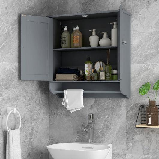Wall Mounted Bathroom Storage Medicine Cabinet with Towel Bar-Gray at Set Shop and Smile