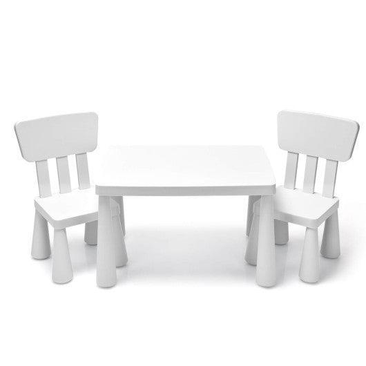 3 Pieces Toddler Multi Activity Play Dining Study Kids Table and Chair Set-White at Set Shop and Smile