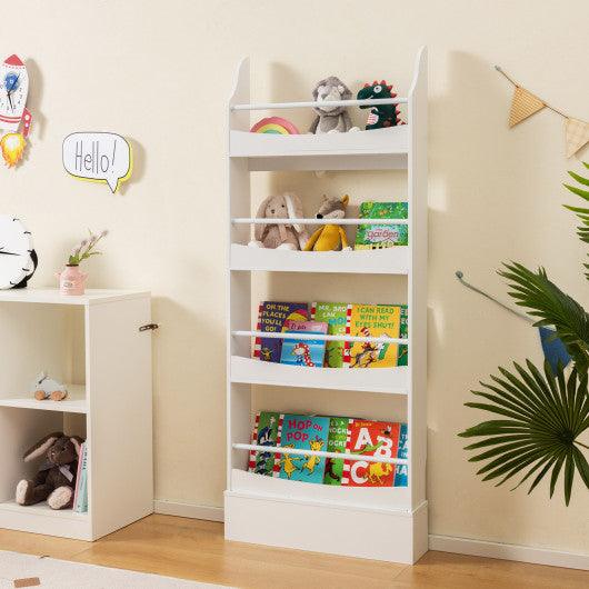 4-Tier Bookshelf with 2 Anti-Tipping Kits for Books and Magazines-White at Set Shop and Smile