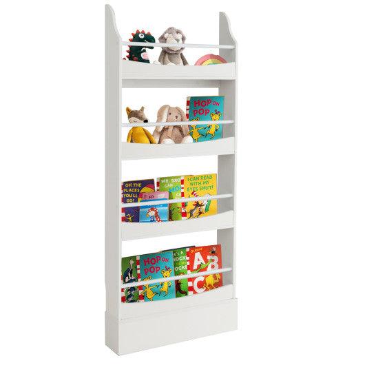 4-Tier Bookshelf with 2 Anti-Tipping Kits for Books and Magazines-White at Set Shop and Smile