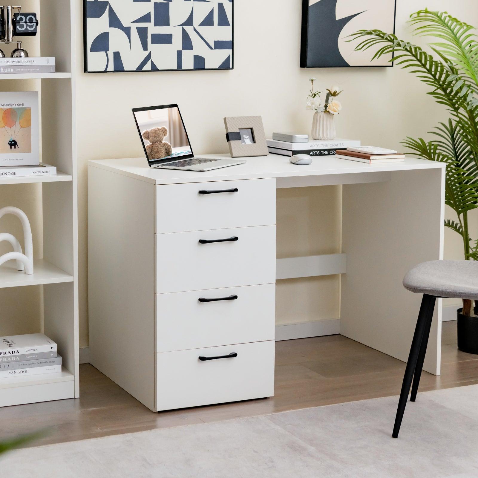 43.5 Inch Computer Desk with 4 Large Drawers-White at Set Shop and Smile