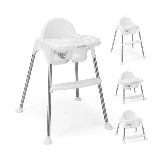 4-in-1 Convertible Baby High Chair with Removable Double Tray-White at Set Shop and Smile