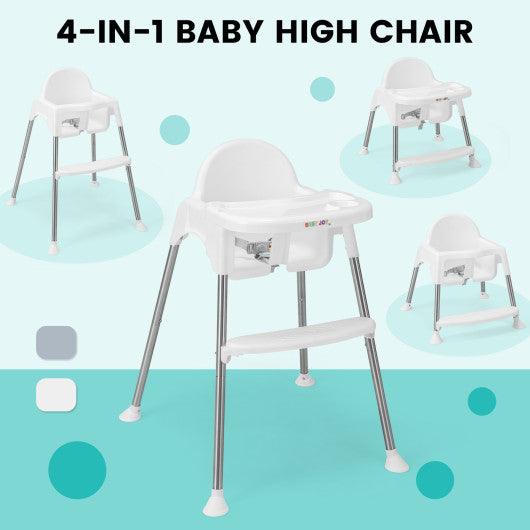 4-in-1 Convertible Baby High Chair with Removable Double Tray-White at Set Shop and Smile