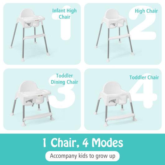4-in-1 Convertible Baby High Chair with Removable Double Tray-White at Set Shop and Smile