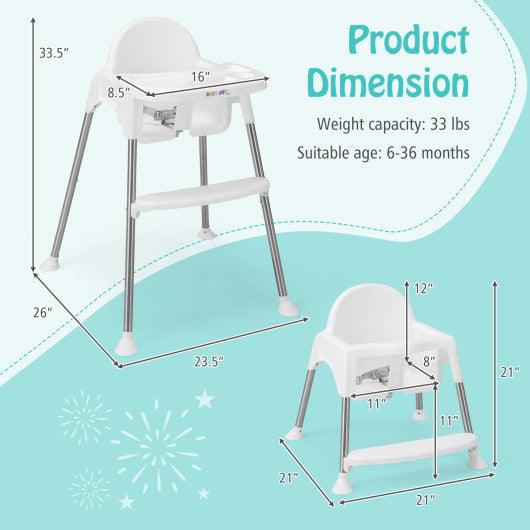 4-in-1 Convertible Baby High Chair with Removable Double Tray-White at Set Shop and Smile