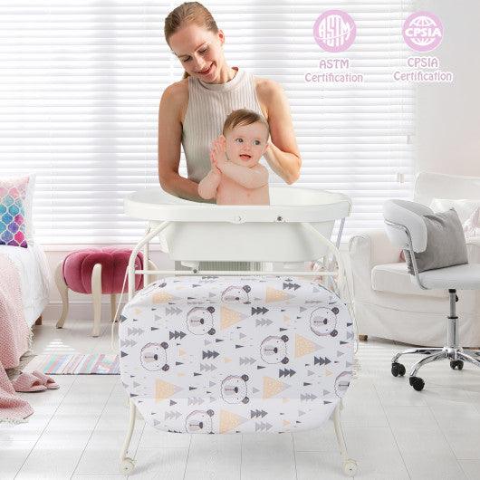 Folding Baby Changing Table with Bathtub and 4 Universal Wheels-White at Set Shop and Smile