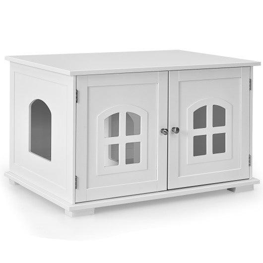 Large Wooden Cat Litter Box Enclosure Hidden Cat Washroom with Divider at Set Shop and Smile