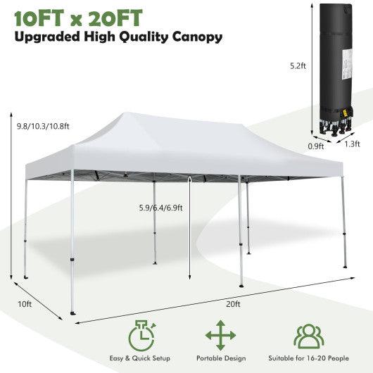 10 x 20 Feet Outdoor Pop-Up Patio Folding Canopy Tent-White at Set Shop and Smile
