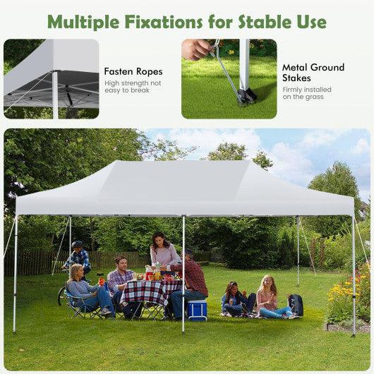10 x 20 Feet Outdoor Pop-Up Patio Folding Canopy Tent-White at Set Shop and Smile