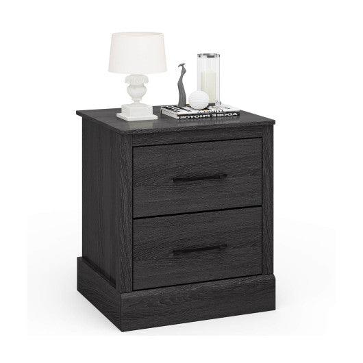 Wood Compact Floor Nightstand with Storage Drawers-Dark Gray at Set Shop and Smile