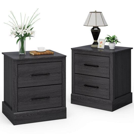 Wood Compact Floor Nightstand with Storage Drawers-Dark Gray at Set Shop and Smile