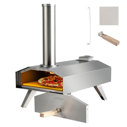 Portable Stainless Steel Outdoor Pizza Oven with 12 Inch Pizza Stone at Set Shop and Smile