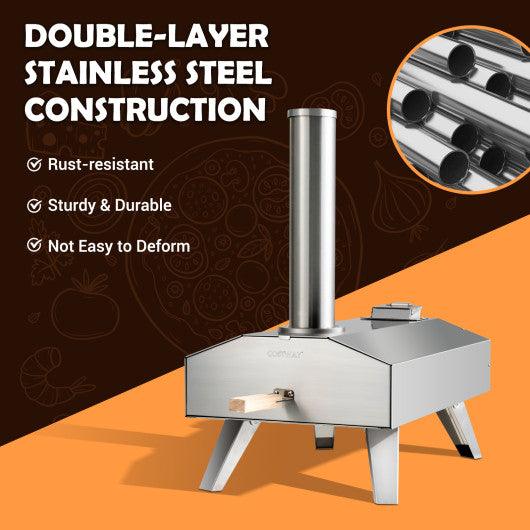 Portable Stainless Steel Outdoor Pizza Oven with 12 Inch Pizza Stone at Set Shop and Smile