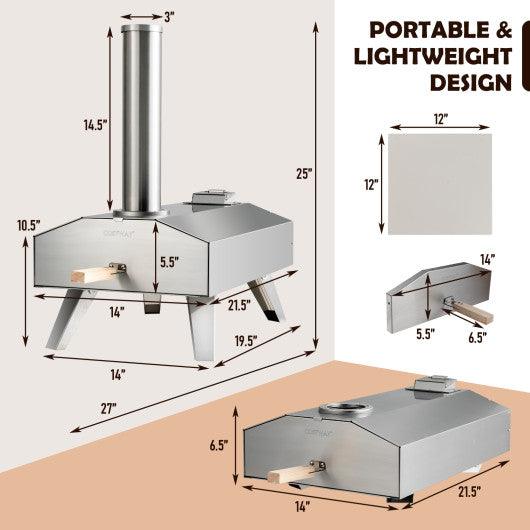 Portable Stainless Steel Outdoor Pizza Oven with 12 Inch Pizza Stone at Set Shop and Smile